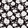 Abstract vintage seamless floral pattern. white flowers on black background. vector illustration Royalty Free Stock Photo