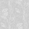 Seamless floral pattern with white flowers and leaves.