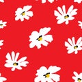 Abstract vintage seamless floral pattern. white chamomile flowers on red background. vector illustration Royalty Free Stock Photo