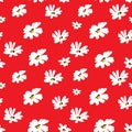 Abstract vintage seamless floral pattern. white chamomile flowers on red background. vector illustration Royalty Free Stock Photo