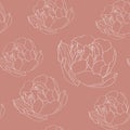 Seamless floral pattern with white line silhouette. Royalty Free Stock Photo