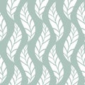 Seamless floral pattern with white shabby hand drawn leaves on turquoise background