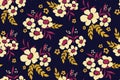 Seamless floral pattern with winter decorative bouquets of flowers and leaves. Vector.