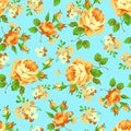 Seamless floral pattern with yellow roses