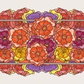 Seamless floral patterned boeder with flowers. Royalty Free Stock Photo