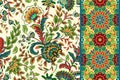 Seamless floral patterns set. Vintage flowers backgrounds and borders with leave. Vector ornaments. Royalty Free Stock Photo