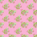 Seamless Floral on Pink Stripes