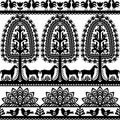 Seamless floral Polish folk art pattern Wycinanki Kurpiowskie - Kurpie Papercuts