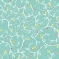 Seamless floral print with stylized leaves.