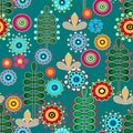 Seamless Floral Retro Flowers Pattern