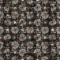 Seamless floral sepia grunge print texture background. Worn mottled flower bloom pattern textile fabric. Grunge rough