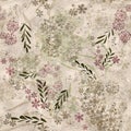 Seamless floral small flowers leaves vintage retro pattern Royalty Free Stock Photo