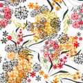 Seamless floral small flowers leaves vintage retro pattern Royalty Free Stock Photo