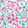 Seamless floral summer pattern with field flowers, stencil print