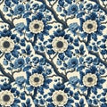 Seamless floral tapestry pattern in the style of Chinese Royalty Free Stock Photo