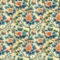 Seamless floral tapestry pattern in the style of Chinese Royalty Free Stock Photo