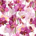 Seamless floral template with lily orchid flowers