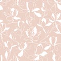 Seamless floral vector pattern with magnolia blossom. Vintage stylized. Modern trendy graphic design template for poster, card, ba Royalty Free Stock Photo