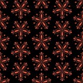 Seamless floral vector pattern with red flowers on black background Royalty Free Stock Photo