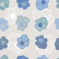 Seamless floral pattern in shades of blue.