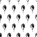 Seamless floral vector pattern. Symmetrcial black and white ornamental background with roses. Royalty Free Stock Photo