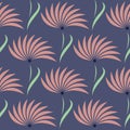 Seamless floral vector pattern.Symmetrical blue background with flowers.