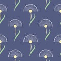 Seamless floral vector pattern.Symmetrical blue background with flowers