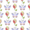 Seamless floral vector pattern. Symmetrical colorful ornamental