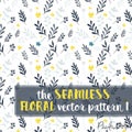 Floral Vetor Pattern - Seamless Vector blue grey and yellow