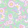 Seamless floral vintage pattern in light, vanilla spring green a