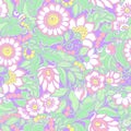 Seamless floral vintage pattern in light, vanilla spring green a