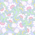 Seamless floral vintage pattern in light, vanilla spring green a