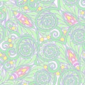 Seamless floral vintage pattern in light, vanilla spring green a