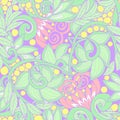 Seamless floral vintage pattern in light, vanilla spring green a