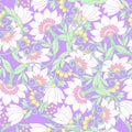 Seamless floral vintage pattern in light, vanilla spring green a