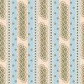 Seamless floral white flowers pattern retro striped background Royalty Free Stock Photo