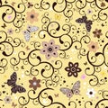 Seamless floral yellow pattern