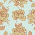 Seamless floralpeony vector pattern in tatto style