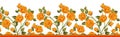 Seamless bright flower border on white background Royalty Free Stock Photo