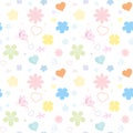 Seamless flower and heart pattern.butterfly and heart texture background.Decorative seamless flower wallpaper,repeating pattern