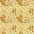 Seamless flower paisley design background