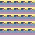 Seamless Flower Patterm. Vector Background with Yellow, Blue and