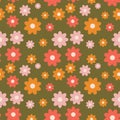 Seamless flower pattern element vector shape doodle floral abstract texture and fabric background Royalty Free Stock Photo