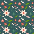 Seamless flower pattern element vector shape doodle floral abstract texture and fabric background Royalty Free Stock Photo