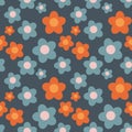 Seamless flower pattern element vector shape doodle floral abstract texture and fabric background Royalty Free Stock Photo