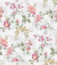 Seamless flower pattern floral allover design with background