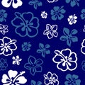 Seamless flower pattern over blue Royalty Free Stock Photo