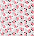 Seamless flower pattern pink and grey evenly placed