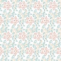 Seamless flower, plant vector pattern background. Royalty Free Stock Photo