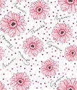 Seamless flowers and dot pattern